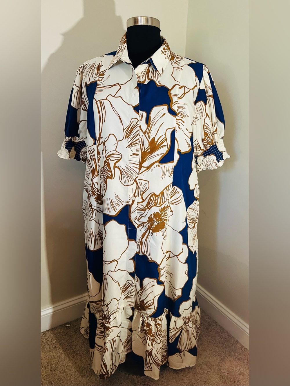 Blue/White Floral Button-down Dress 22/24
